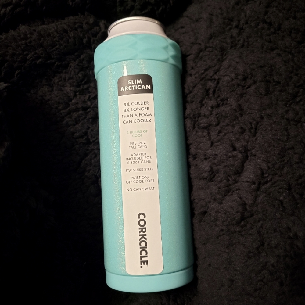 Brand new with tags teal corkcicle slim can cooler coozie similar to brumate